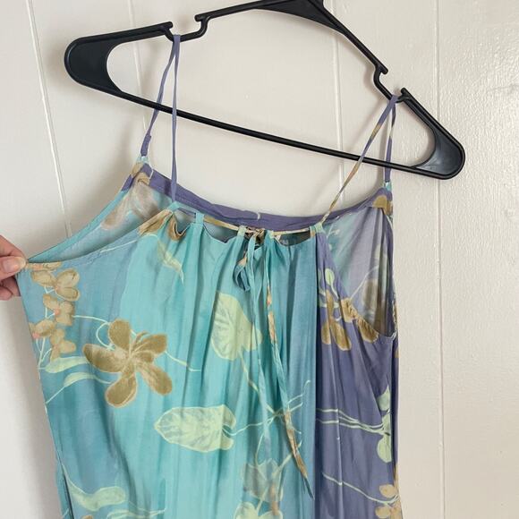 Y2K Mermaid Dress M Boho Fairy Blue Purple Tropical Beach Spaghetti Strap Cotton - Picture 4 of 10